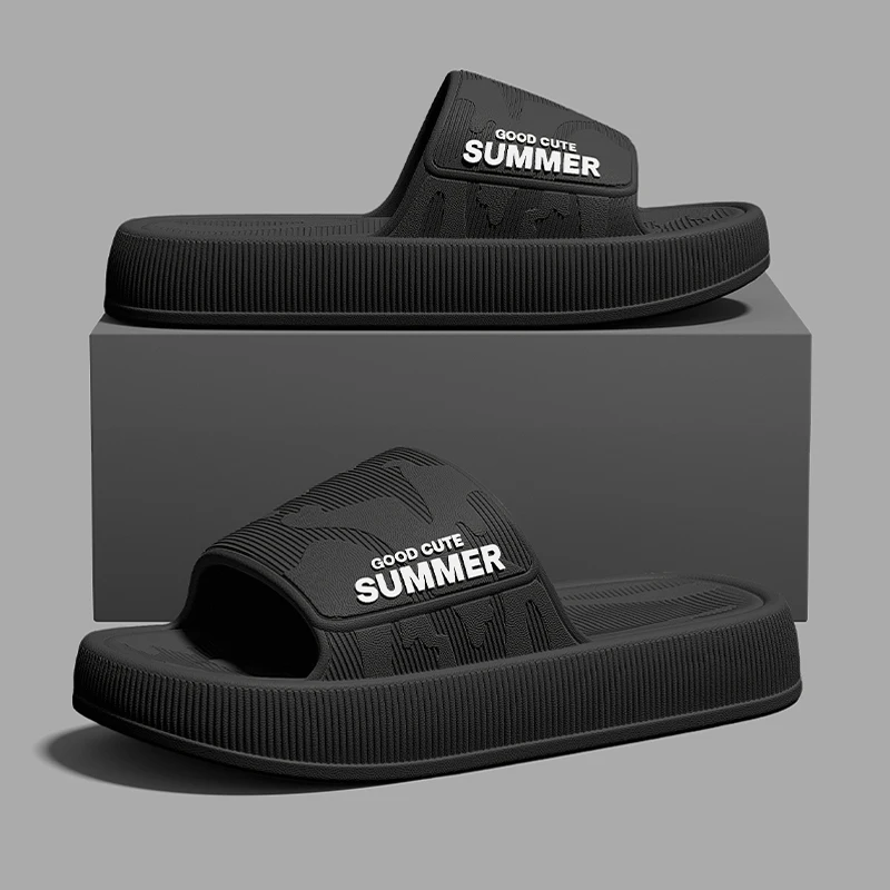 Men Summer Slippers Soft Sole EVA Sandals Non Slip Platform Soft Home Slides Outdoor Beach Shoes Unisex Bathroom Slippers