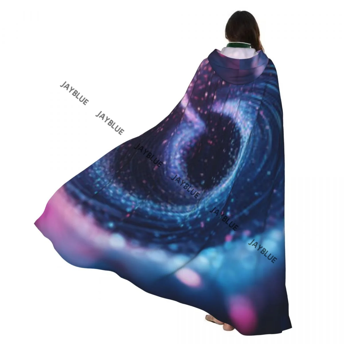 Cape à capuche pour adulte, particules luminescentes, Costume en spirale, sorcière Wicca, Vampire, elfe, pourim, fête de carnaval