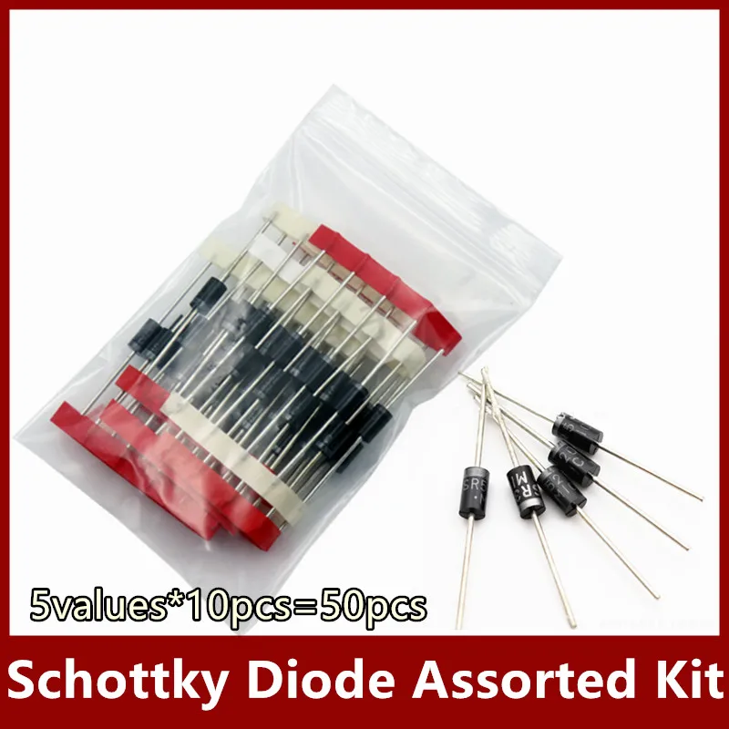 5values*10pcs=50pcs Schottky Diode Assorted Kit SR3100 SR3200 SR5100 SR5200 SR560 each 10PCS