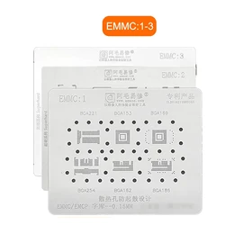 AMAOE BGA Reballing Stencil EMMC 1 2 3 for Android Hard Disk EMMC/EMCP/ UFS /UMCP/LPDDR/PCIE/ NAND Phone Repair Tools