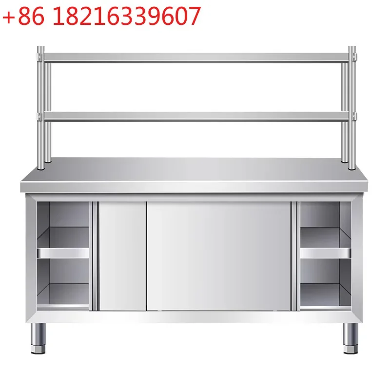 Stainless steel workbench with stand, kitchen console, locker, vegetable cutting table, commercial countertop, chopping cabinet