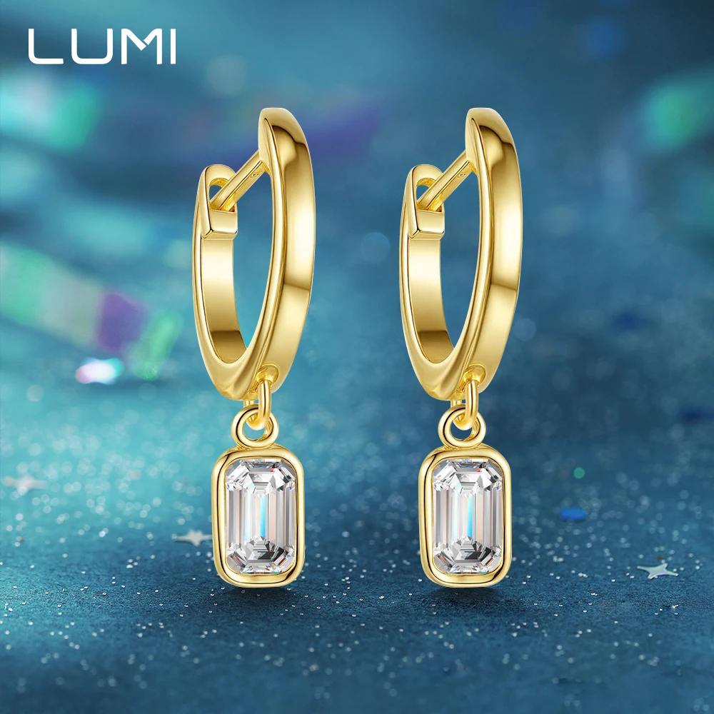 

Exquisite S925 Silver Studs Earrings 0.5ct + 0.5ct Emerald Cut Moissanite Sparkle Diamonds for Women Beautiful Daily Wear