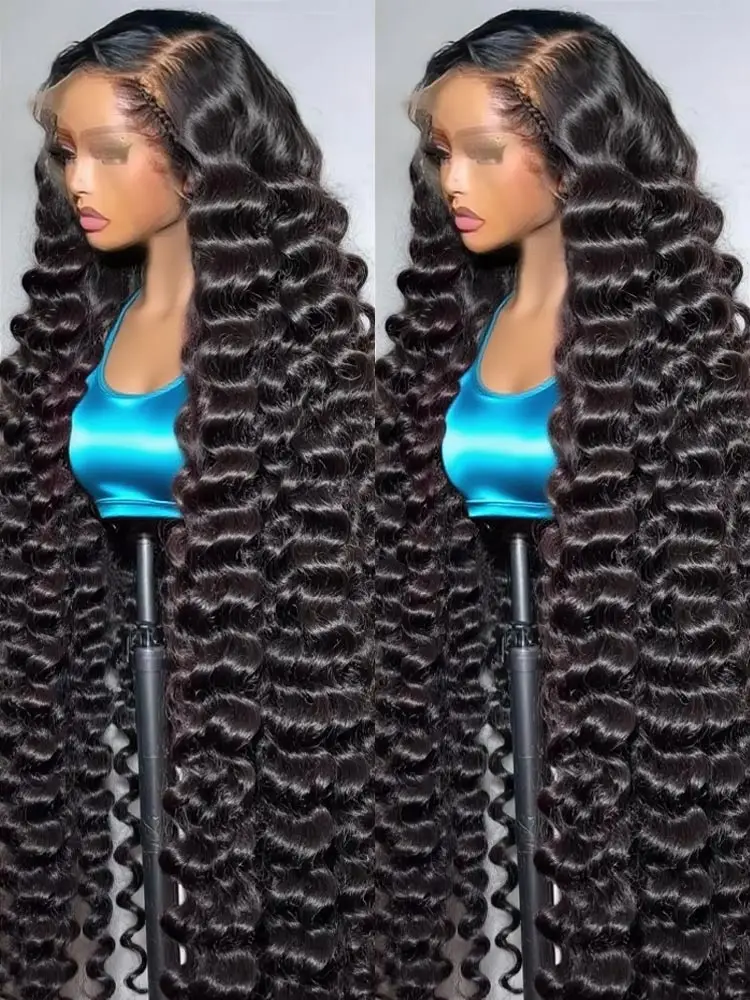 30 40 Inch Loose Deep Wave 360 Full Lace Frontal Wigs 300% Density Nature Water Wave Curly Wig 13x6 HD Lace Front Human Hair Wig