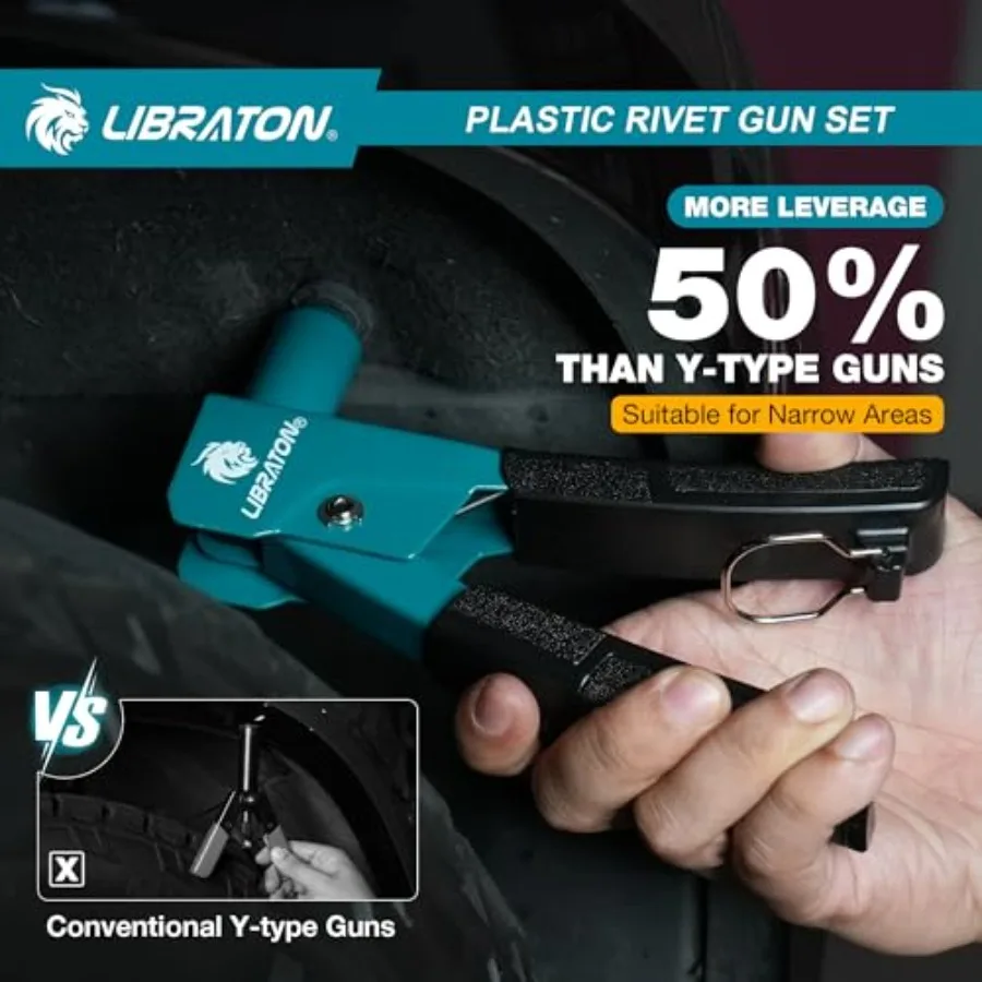 90度角度プラスチックリベットガンキット、4種類のサイズのナイロンリベット40個付き、自動車および電子機器用途向けユニバーサルノーズピース