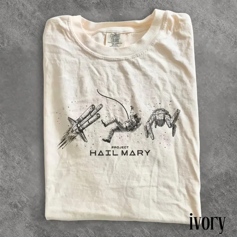 Comfort Colors Minimalist Space Line Art Shirt Project Hail Mary, Spaceship Astronaut Rocky Graphic Tee, Sci-Fi Reader Style, Fan Gift shirt
