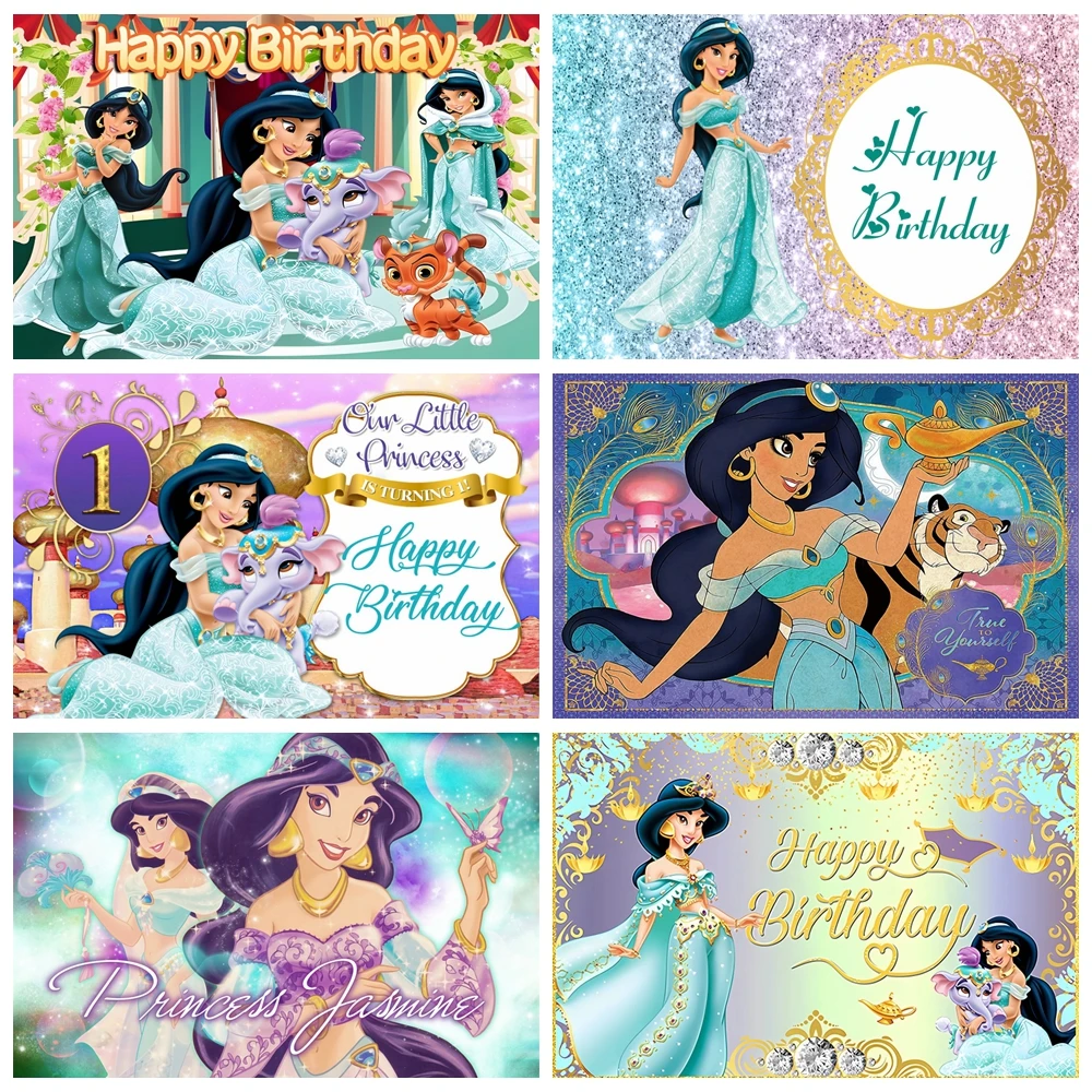

Princess Jasmine Aladdin Birthday Backdrop Baby Shower Customizab Backdrop Photography Background Photo Studio Party Decor