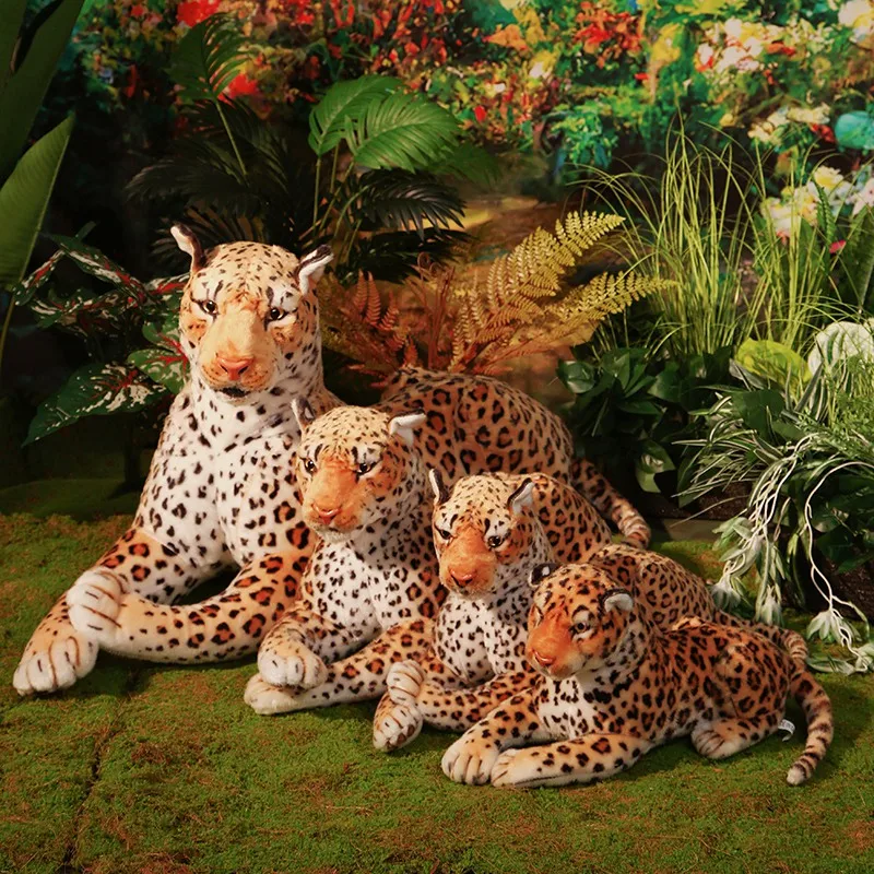 170cm Lifelike Leopard Plush Toys Soft Stuffed Animals Giant Real Life Dolls High Quality Cheetah Model for Kids Gift Room Decor