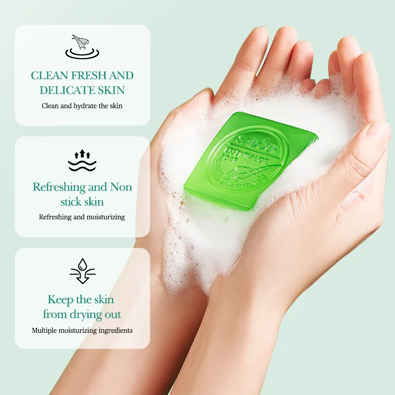 SADOER Aloe Facial Soap Face Wash Foam Facial Cleanser Moisturizing Firming Hydrating Oil Control Body Bathing Handmade Soap