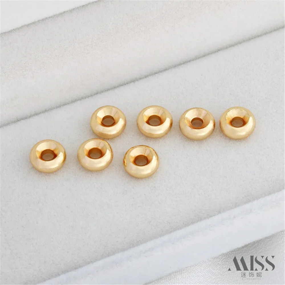 Bolsa de oro de 14K, cuentas de rueda brillantes de Color, cuentas espaciadoras, cuentas de neumáticos, cuentas de oro DIY, pulsera, collar, cadena, accesorios de joyería