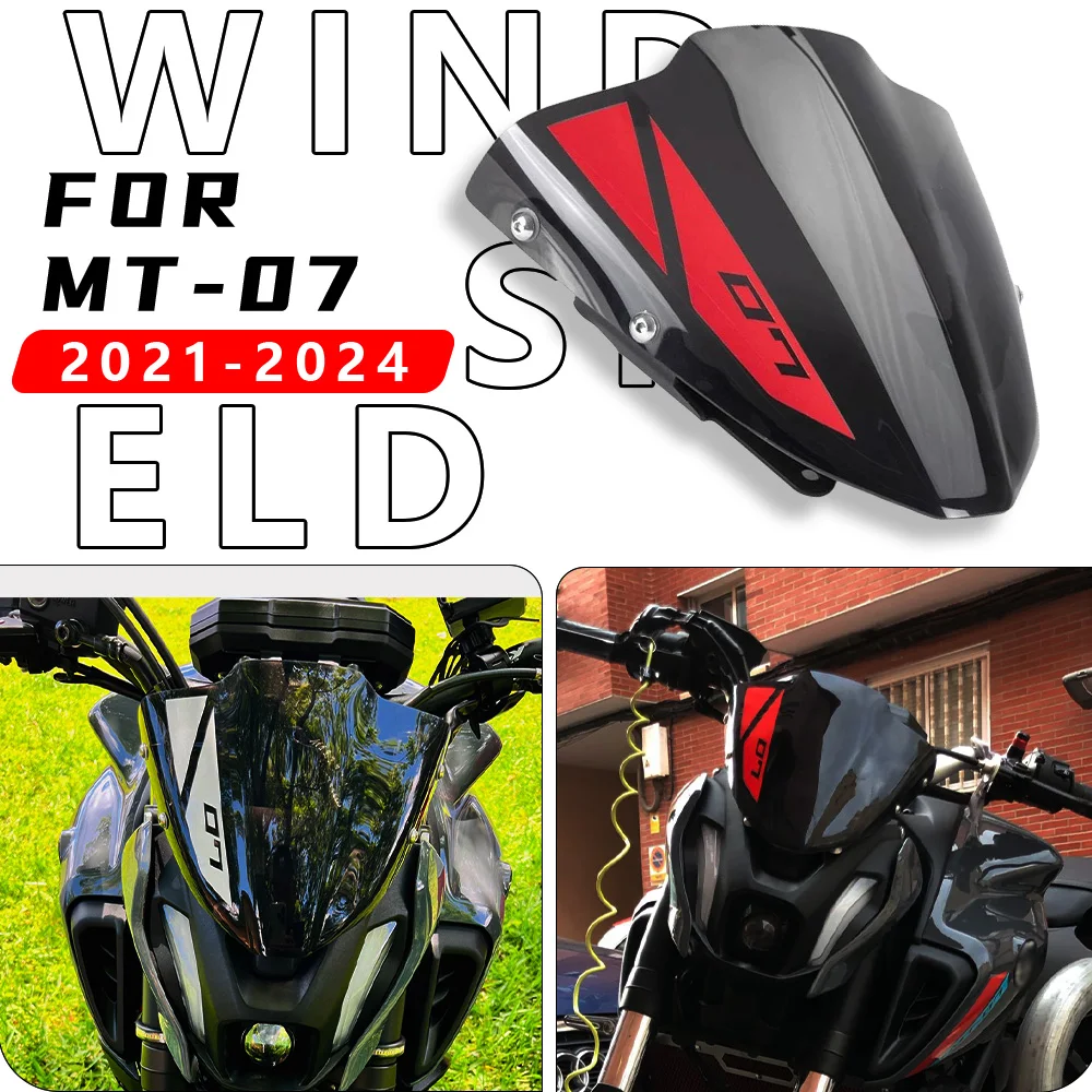 

MTKRACING For YAMAHA MT-07 2021- 2024 Motorcycle Accessories Windshield Fairing Windscreen Deflector Extention Kit