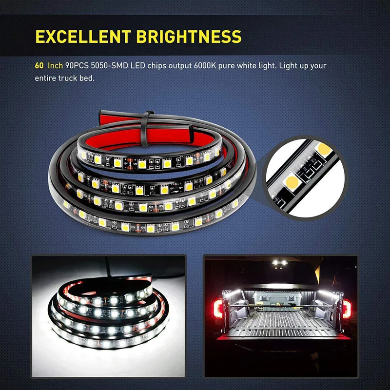 12 V wasserdichtes LED-Lichtleisten-Set für Pickup-Truck-Frachtbettleiste mit Schalter für SUV, Wohnmobile, Boote – dekorative Lampenbeleuchtung – Detail 5