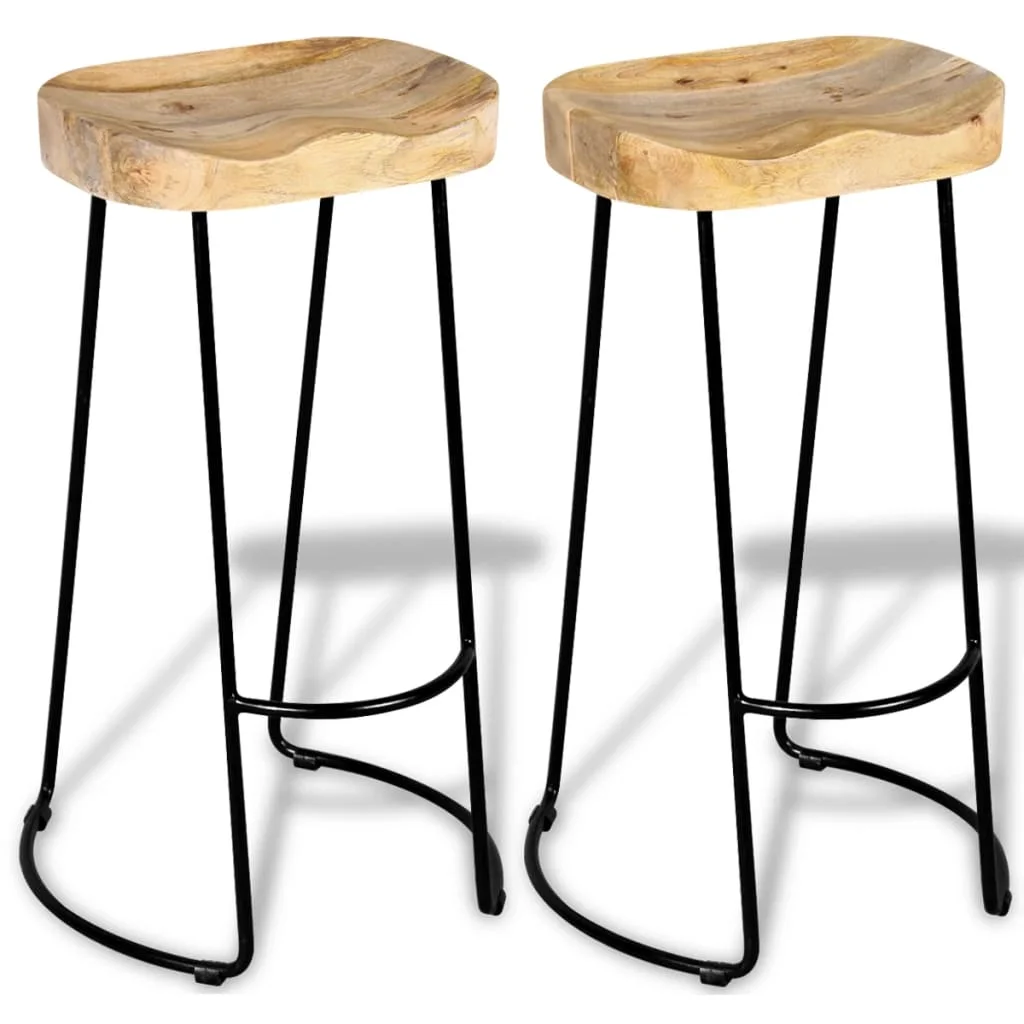 Bar Stool Chair Counter Stools Set of 2 Kitchen Decor for Counter Solid Mango Wood
