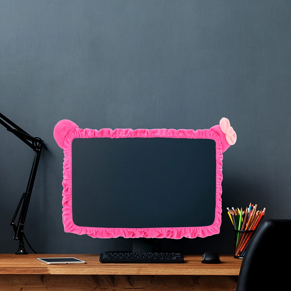 

2pcs Monitor For 20-32 Inch Computer Elastic Dust Cover Pink Cartoon Pc Cover Case Home Office Decorative Accessory