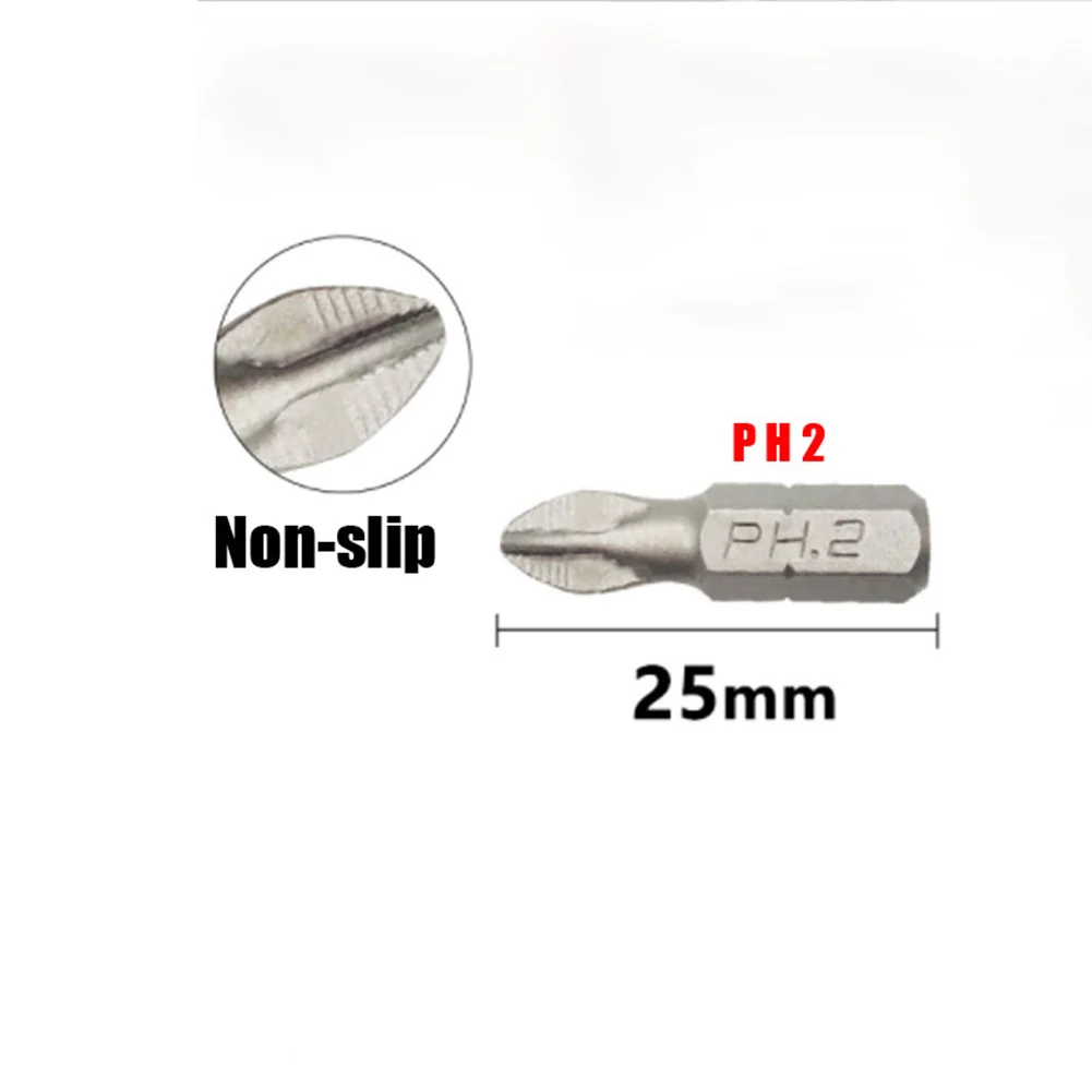 10x25mm Set mata bor obeng magnetik, batang heksagonal elektrik Anti selip PH1/PH2/PH3/PZ1/PZ2/PZ3