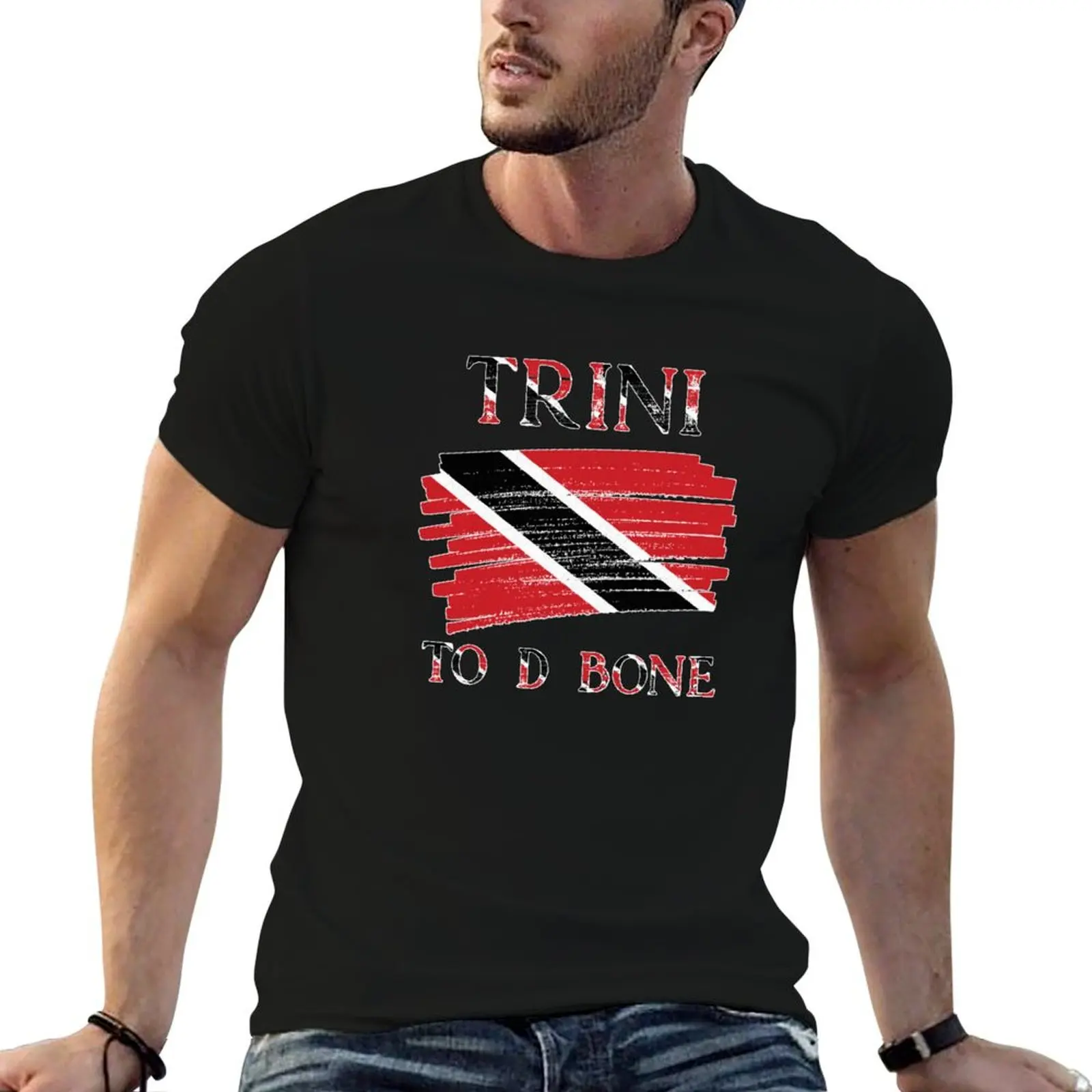 Trini To D Bone |   Camiseta con bandera de Trinidad y Tobago, camiseta informal para hombre, camisetas divertidas lisas para hombre, camiseta de humor oscuro