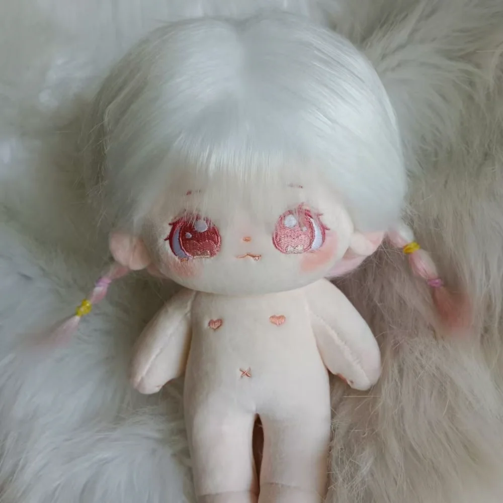 A 20cm-sized cotton doll with highlighted hair design, a female plush toy. Does not include clothes. view 4