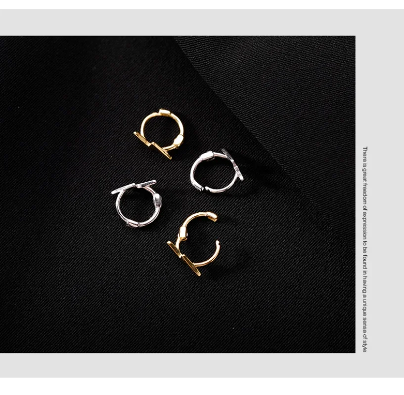 925 Sterling Silver Lightning Hoop Earrings Simple Temperament Exquisite Hot Semale Sexy Jewelry Gift