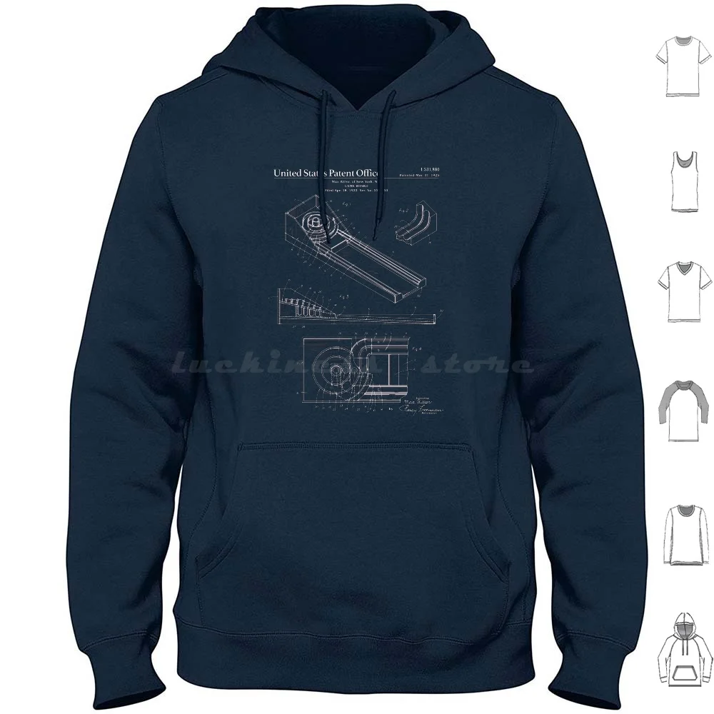 Skee Ball Patent-Blueprint Hoodie cotton Long Sleeve Patent Patent Blueprint Blueprint Patent Patent Art Geek Art