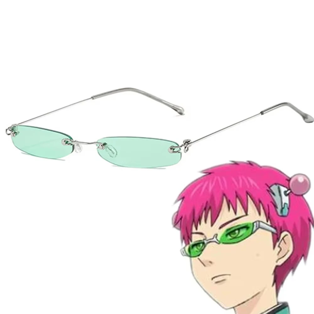 Anime The Disastrous Life of Saiki Kusuo Cosplay Glasses Alloy Eyewear Green Sunglasses Xmas Unisex Accessories Props