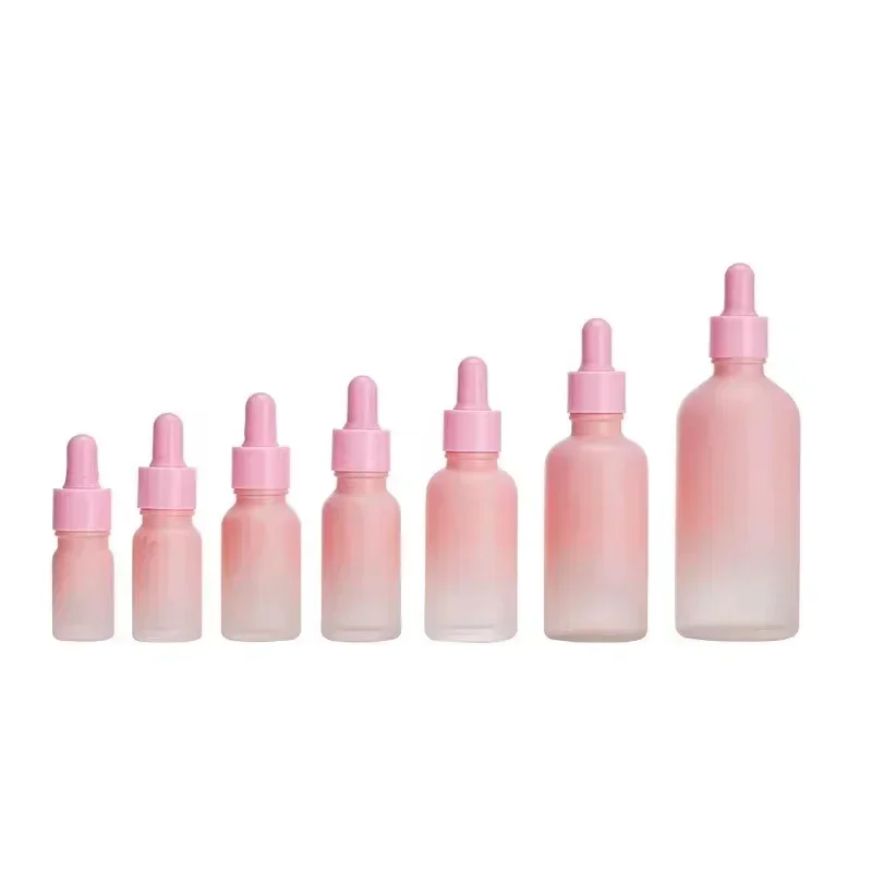 Groothandel 5Ml-100Ml Fles Olie Emulsie Spray Gradiënt Roze Fijne Essentie Stoste Split Bottelen Lijm Hoofd Druppelaar draagbare