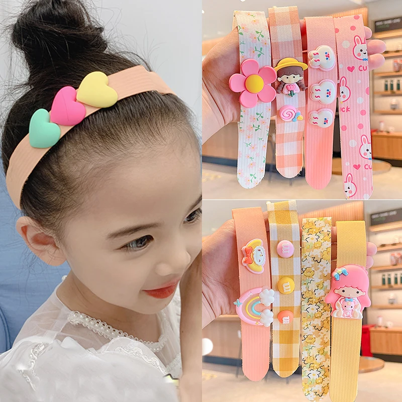 3/4 Pcs/Set Children cute Headband Does Not Strangle Head Sticky Broken Hair Artifact Baby Cute Flower Hairpins Bangs Sticker