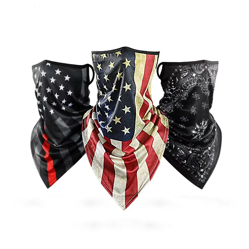 Cycling Hiking Fishing Face Mask Neck Gaiter Bandana Printed Scarf Breathable Quick-Drying Sun Protection Ear Loop Headscarf
