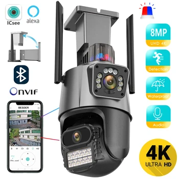 BESDER PTZ WiFi Kamera 8MP mit Dual Screen Farbe Nachtsicht Outdoor 4MP Sicherheit IP Kamera CCTV Überwachungs Kamera ICSEE APP