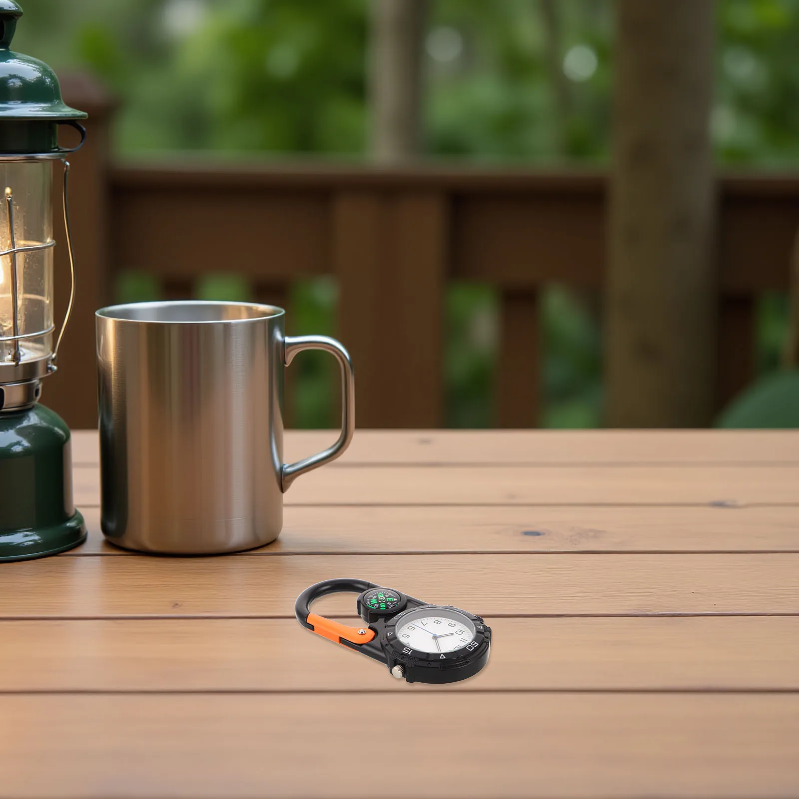 

Outdoor Compass Watch For Men Black Carabiner Clip-On Quartz Survival Timepiece With Direction Navigation Tool Portable