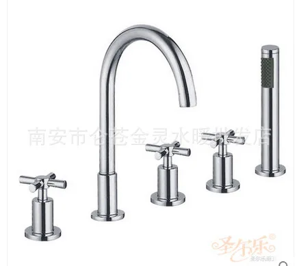 Full copper split tub faucet five-piece faucet basin washbasin shower with hand shower head