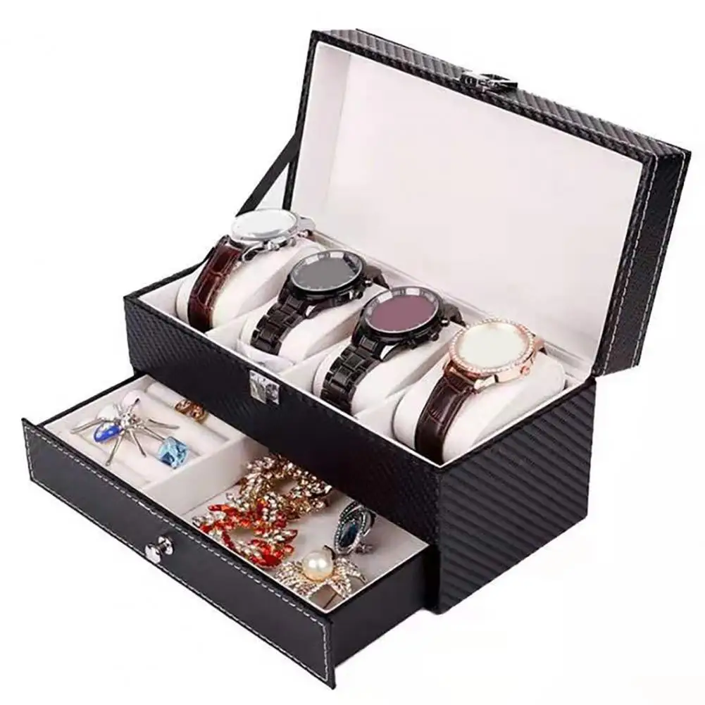 Watch Organizer Watch Storage Box Double Layer Jewelry Organizer Capacity Watch Holder Rings Bracelets Glasses Display Case
