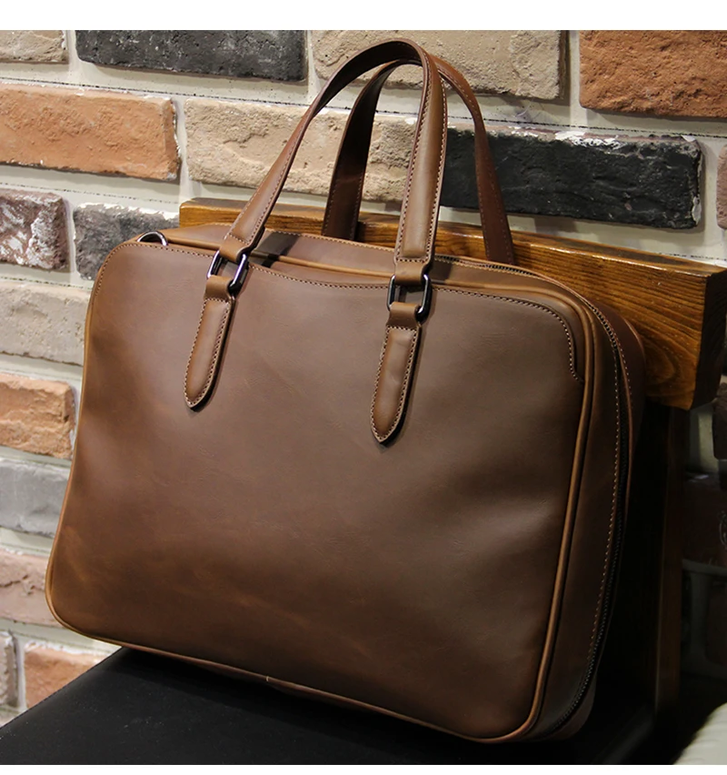 2024 New Retro Men\'s Briefcase Casual Handbag Business Documents 13-14 inch Computer Bag Shoulder Messenger Bag Office Handbag