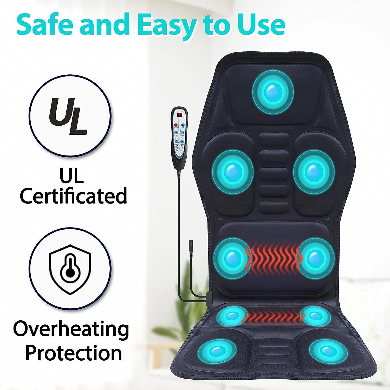 2025 مدلك الظهر متعدد الوظائف مع الحرارة ، وسادة كرسي تدليك شياتسو العجن العميق وسادة تدليك الظهر الكامل للكتف الخلفي