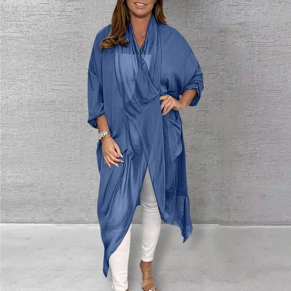 

2025 Women Summer Top Loose V-neck Asymmetrical Casual Daily Wear Vintage Plus Size Cowl Neck Summer Blouse Female Clothes