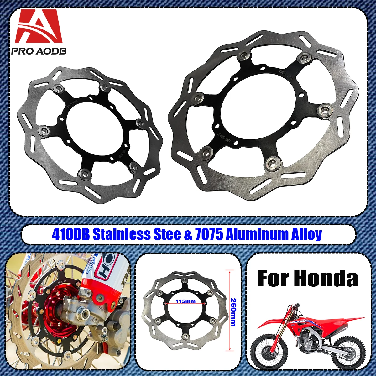 

Motocross 260MM Rotor Disk Front Floating Brake Disc Brake Caliper Bracket For Honda CRF450RX 250RX 450 250X 450R 250R 2004-2023