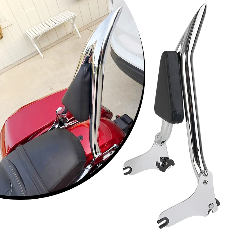 

Motorcycle 16" Rear Passenger Sissy Bar Backrest Luggage Rack Pad For Harley Touring Road King Street Electra Glide 1997-2008