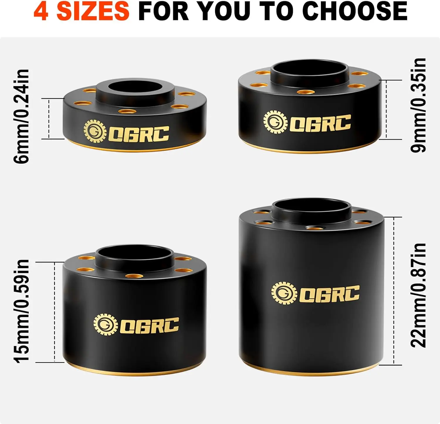 OGRC Brass Weights 12mm Hex Hub Wheel Adapter Widen 6/9/ 15/22mm for 1/10 SCX10 TRX4 GEN7 8 1.9 2.2Inch RC Crawler Wheels