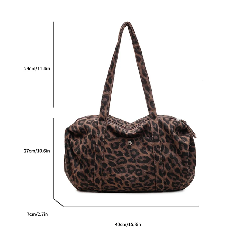 Leopardenmuster-Tragetasche für Damen, große Canvas-Umhängetasche, vielseitige Crossbody-Handtasche, Damen-Shopper-Tasche für Reisen, Arbeit und Alltag. – Detail 4