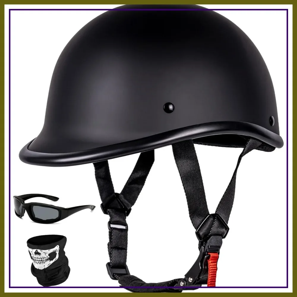 

Vintage Motorcycle Half Helmet - Lightweight Low Profile Open-Face DOT Approved