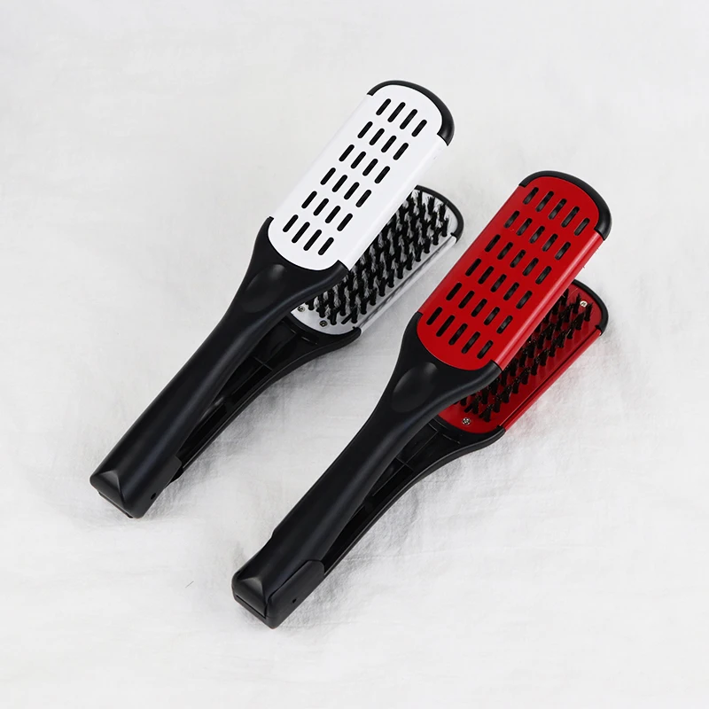 1pc V-shaped straightener hair styling tool flat brush nylon bristle dry wet double-sided hair brush Special for real hair wigs