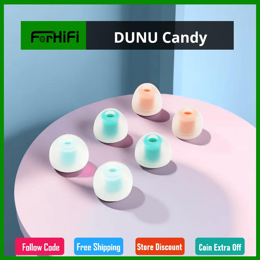 Gli punte auricolari in silicone DUNU Candy per ugelli da 4,5 mm-6 mm migliorano il senso/vocale sono trasparenti/riduce il rumore ad alta frequenza