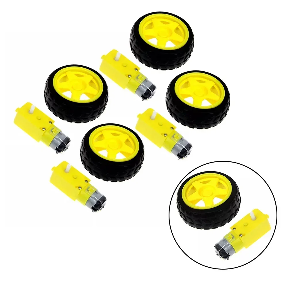 2szt Smart Robot Car Plastic Tire Wheel W/ DC 6V Gear Motor Set For Arduino Industrial Automation Motors Drives Robot Parts