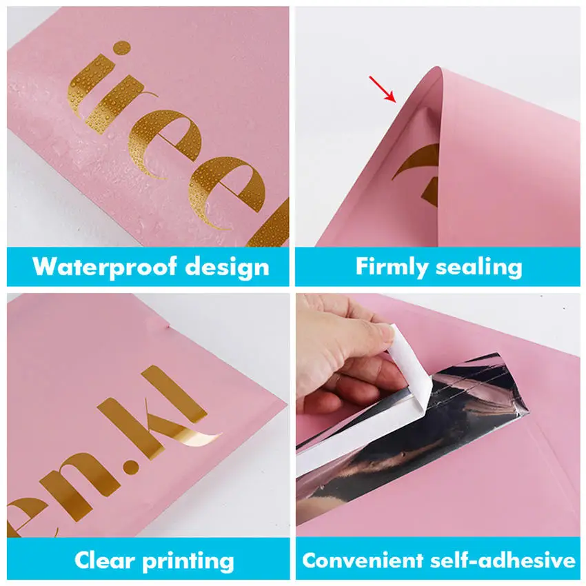 Logo personalizzato stampa Matte Luxury Polymailer 10*13 imballaggio di abbigliamento in plastica Poly Mailer Bag Cute Pink