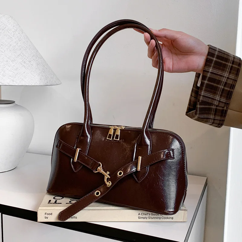 

2025new arrivalsatchelretrowork clothingwomen's bagk-styleniche styleunderarm bagbowling bag