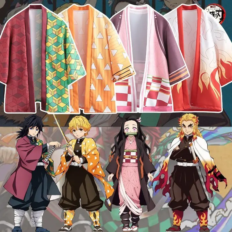 Demon Slayer Kimetsu no Yaiba 3D Printing Kimono Haori Yukata Anime  Zenitsu Tanjir Cosplay Casual Cooling Streetwear Cloak Gift