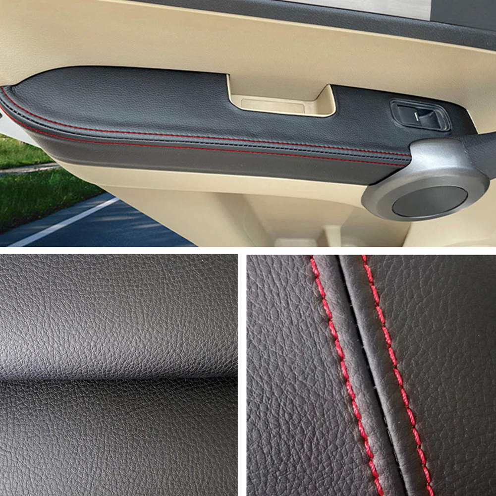 Black Leather Front Door Armrest Cover For Honda CRV 2007 2008 2009 2010 2011 Car Door Armrest Panel Skin Cover Trim