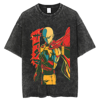 One Punch Man Saitama Anime Graphic T-shirt Oversized Vintage Washed Cotton T Shirt Summer Short Sleeve Tee Men Women Clothing