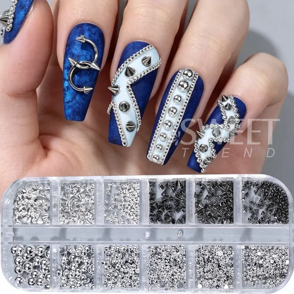 1/3 Stück Gemischte Gothic-Punk-Stil Nagelnieten Y2K Konische Nieten/Ketten/Perlen Nagelzubehör DIY Halloween Maniküre Deko – Detail 3