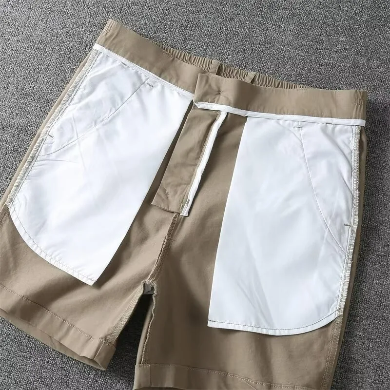 KIDWHXR Herren-Shorts, Sommer, schlicht, einfarbig, hohe Taille, gerade geschnittene Shorts, elastische Taille, lockere Sport-Freizeit-Shorts für Herren – Detail 19