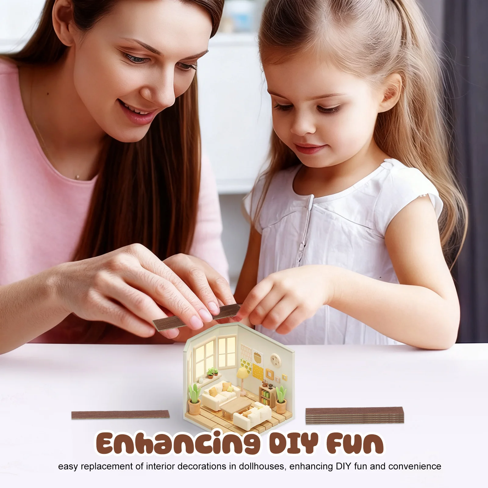 40 قطعة أرضيات بيت الدمى المصغرة ألواح أرضية قشر الحبوب الخشبية الواقعية لمقياس 1:12 ملحقات ديكور ذاتية الصنع