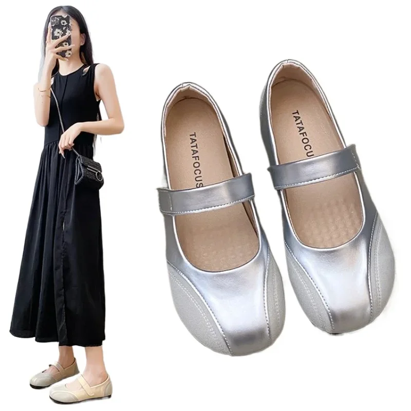 2024 Spring Women's Flat Shoes Korean Style Mary Jane Ladies' Casual Leather Flat Boat Shoes Loafers Work and Party Wear 35-40